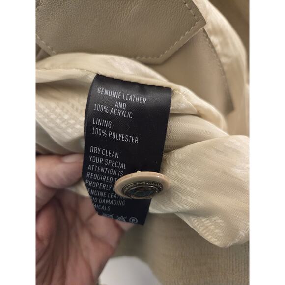 Maxini Collezione Leather & Knit Mens Sz M Jacket Beige Zip Front Quiet Luxury - Picture 7 of 11